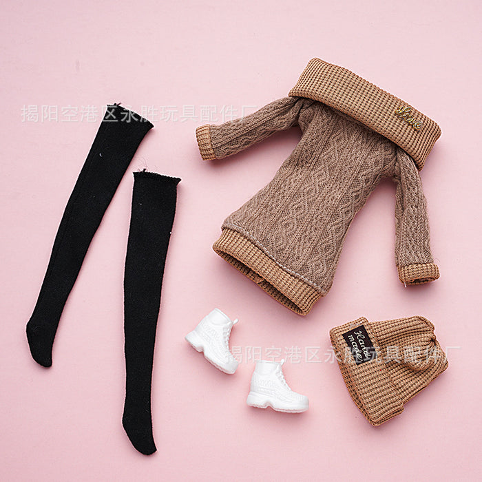 Wholesale  mini doll wool jumpsuit hat pants toy clothes