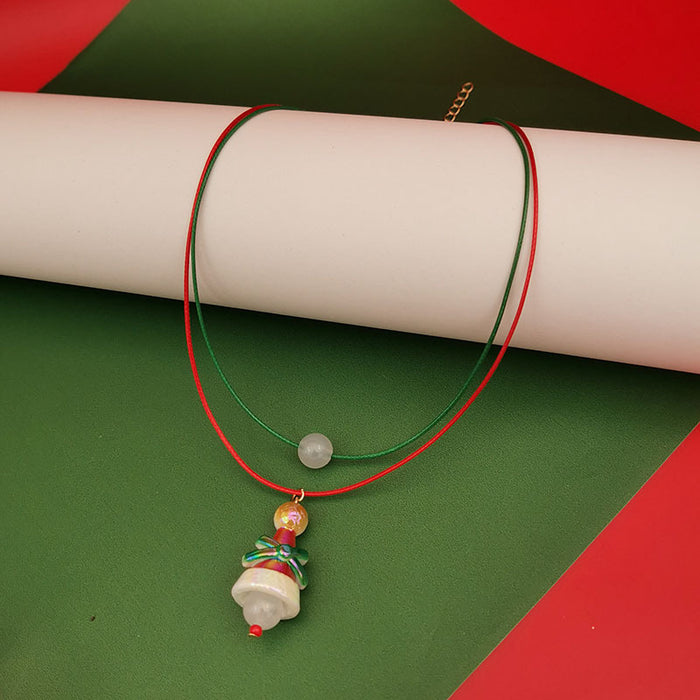 Wholesale Christmas Double Necklace Luminous  Christmas Hat Snowflake Christmas Tree Necklace