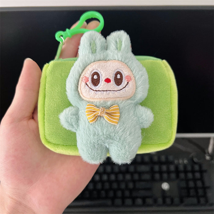 Wholesale Square plush mini wallet that can be hung on a bag