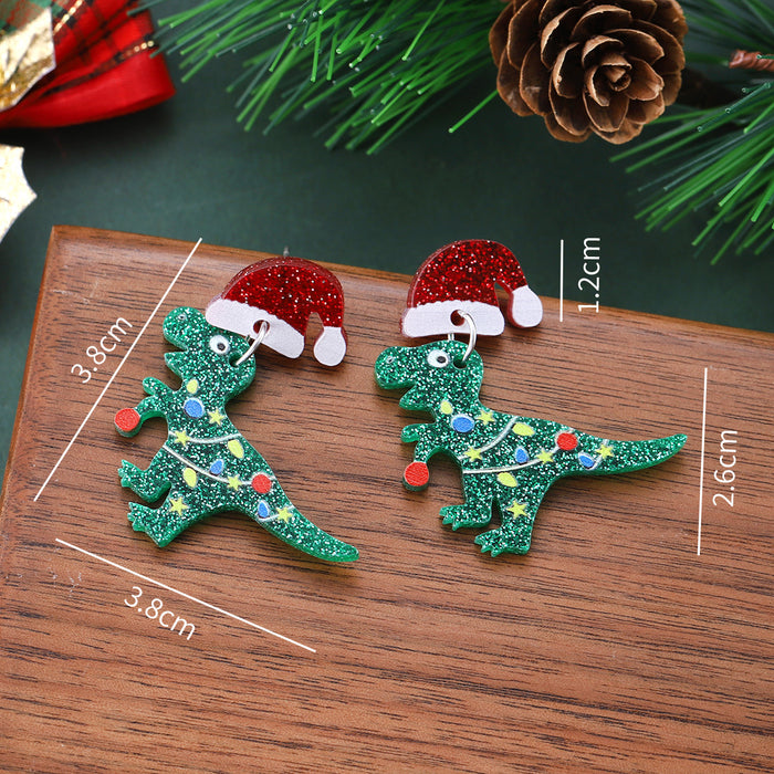 Wholesale Christmas Hat Lantern Dinosaur Sequins Pendant Earrings Acrylic ing Earrings Earrings
