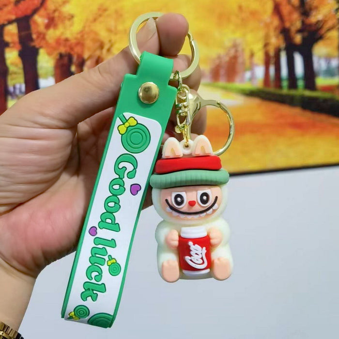 Wholesale Cute cartoon trendy schoolbag pendant keychain furry cute little monster