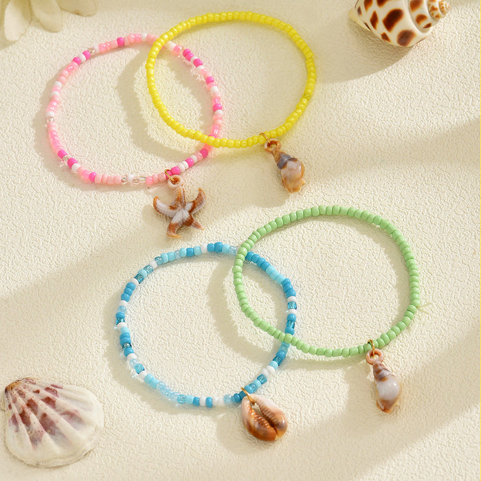 Wholesale Rice Bead Bracelet 4-Piece Set Summer Shell Starfish Pendant Bracelet