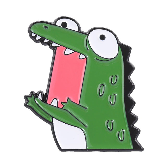 Wholesale Zinc Alloy Enamel Funny Cartoon Animal Brooch Pin Screaming Crocodile Cat Badge