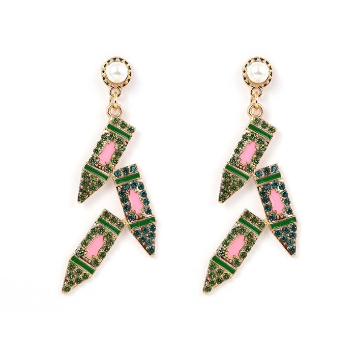 Wholesale alloy Diamond drop oil pencil earrings fashion geometric pearl earrings