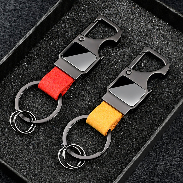 Wholesale Leather keychain multifunctional creative car keychain laser engraved metal pendant