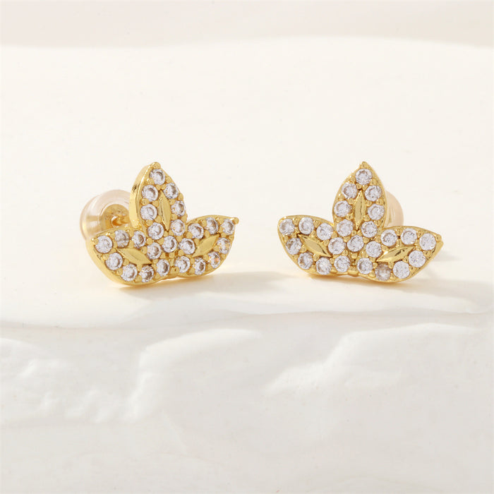 Wholesale 18K Gold-plated Copper-plated Zircon Heart-shaped Earrings JDC-ES-TianYi005