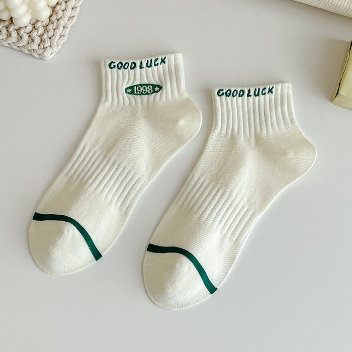 Wholesale Socks, tube socks, versatile embroidery, retro college style, casual, comfortable, breathable, sports socks, short socks, boat socks