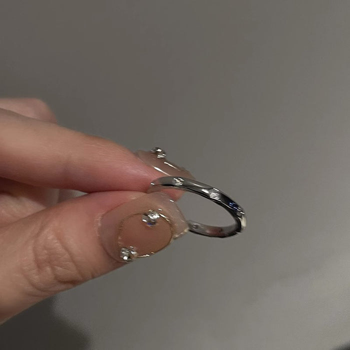 Wholesale Plain Zircon Metal Open Ring Set for Female Niche Design, High Grade, Finger Ring, Simple Ring