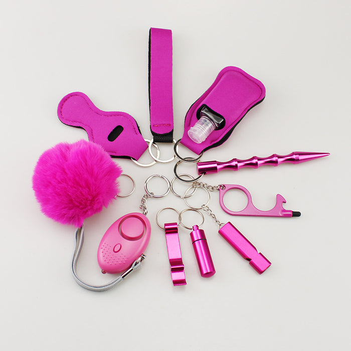 Wholesale 11 Piece Self Defense Keychain Set Black Alloy Everyday Car Key Accessory For Resale