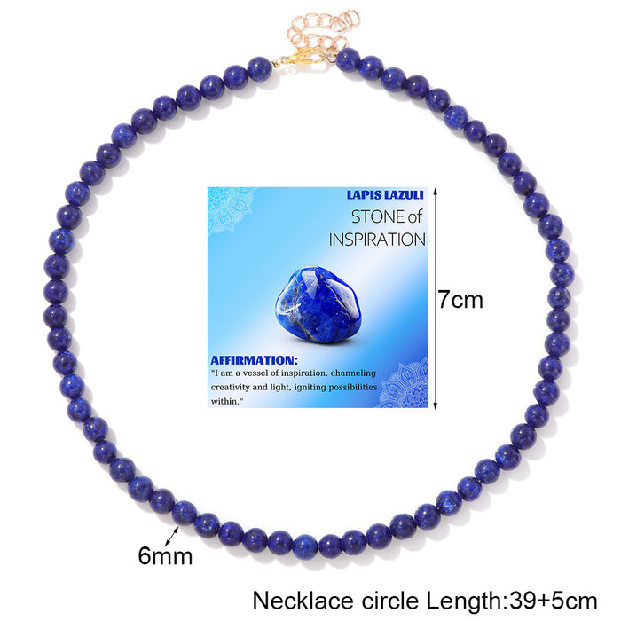 Wholesale 6mm stone bead necklace packaged with an adjustable clasp suitable as a collarbone necklace