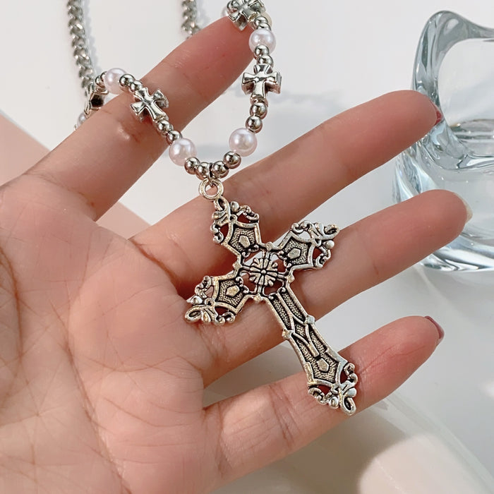 Wholesale Cross pendant, vintage sweater necklace