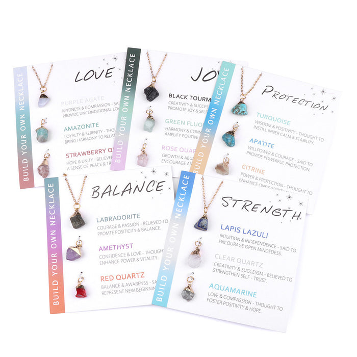 Wholesale Carded necklace and earring set with raw stone pendant necklace and irregular stones