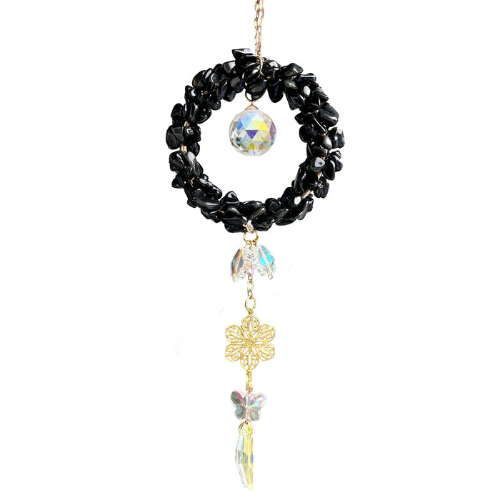 Wholesale Crystal Flower Car Hanging Ornament with Feathers Stylish Car Key Accessory MOQ≥2