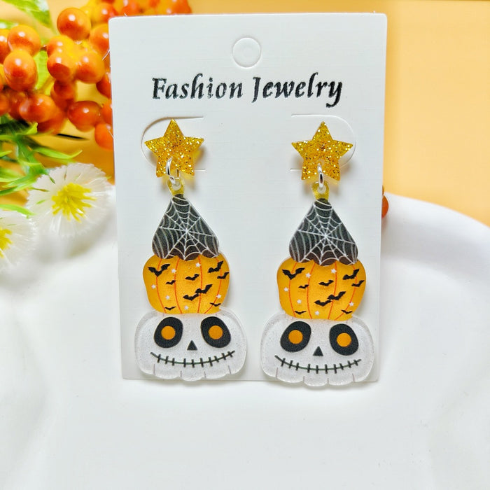 Wholesale Halloween Ghost Style Acrylic Earrings JDC-ES-QiYu002