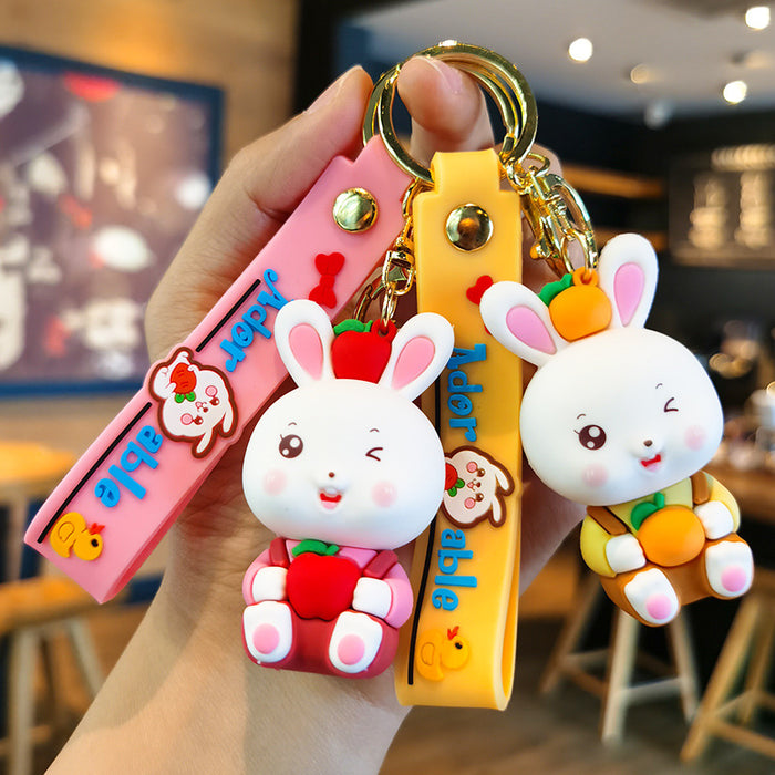 Wholesale Cute Bunny Cartoon Rubber Keychain JDC-KC-Tingm158