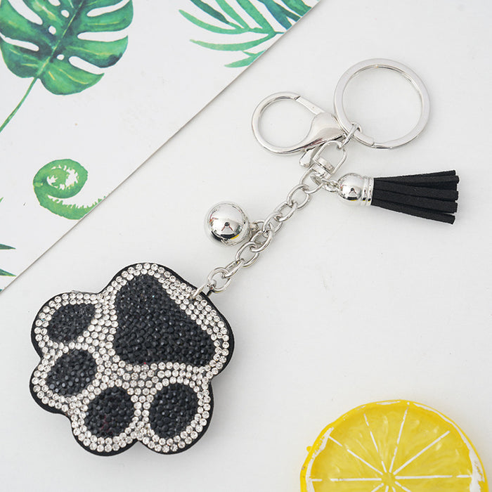 Wholesale Rhinestone Cartoon Bear Paw Keychain