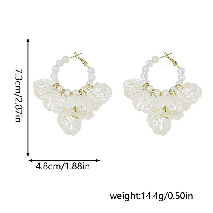 Wholesale Silver needle petal pearl earrings with a light luxury temperament, shell tassel earrings