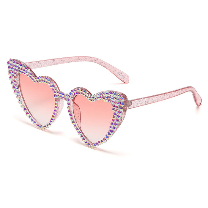 Wholesale Diamond Love Heart PC Large Frame Sunglasses JDC-SG-MNY005