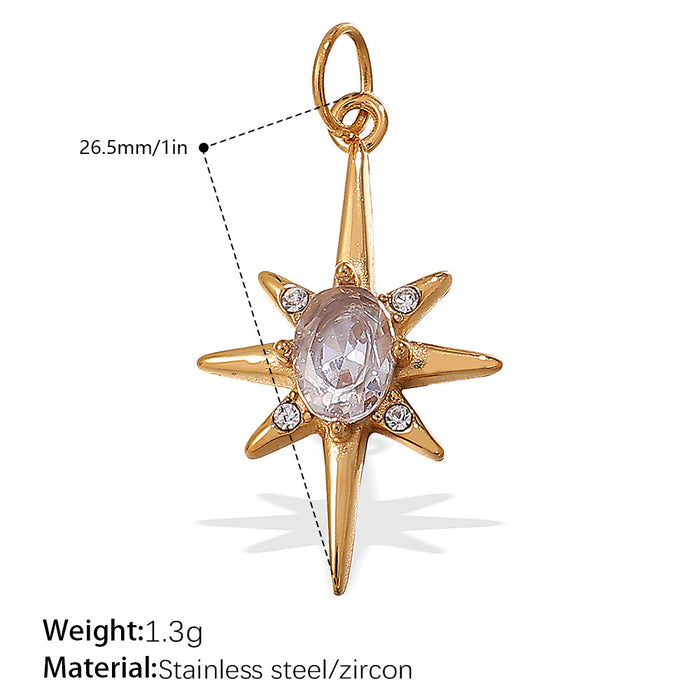 Wholesale DIY Gold-Plated Geometric Colored Gemstone Necklace Pendant