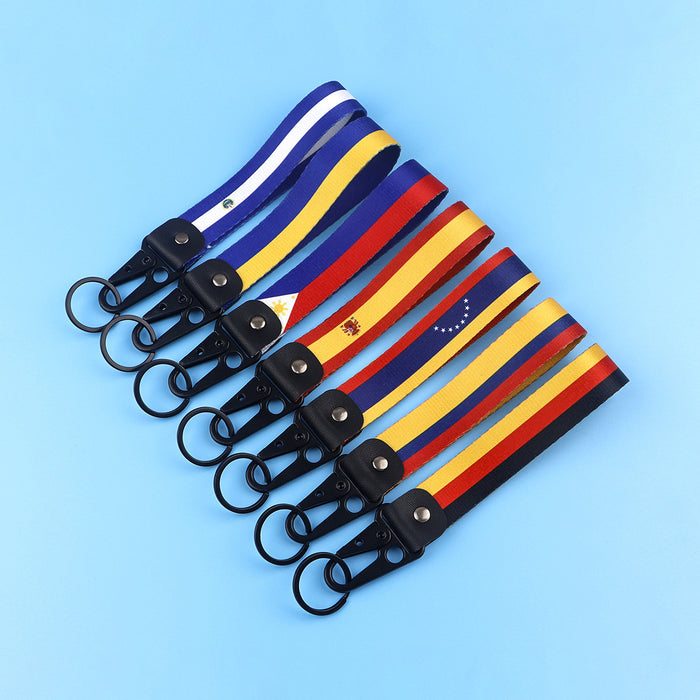 Wholesale  simple world flag  alloy car keychain pendant