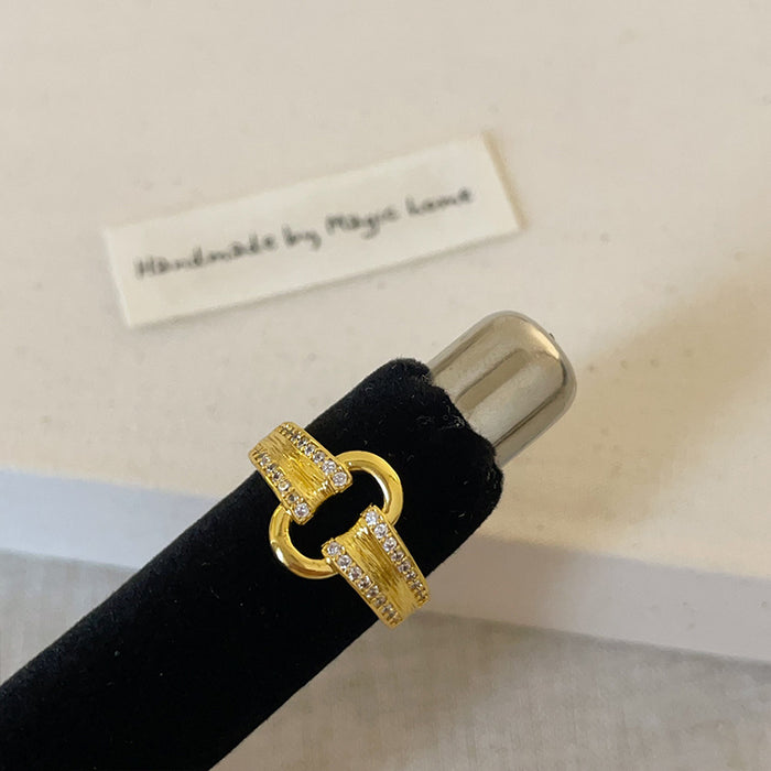 Wholesale Matte Metal and Zircon Ring