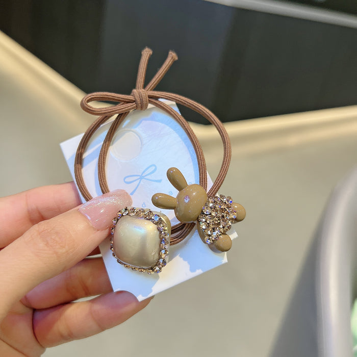 Wholesale Bunny Hair Rings Rubber Rhinestone Hair Rope Hair Accessories