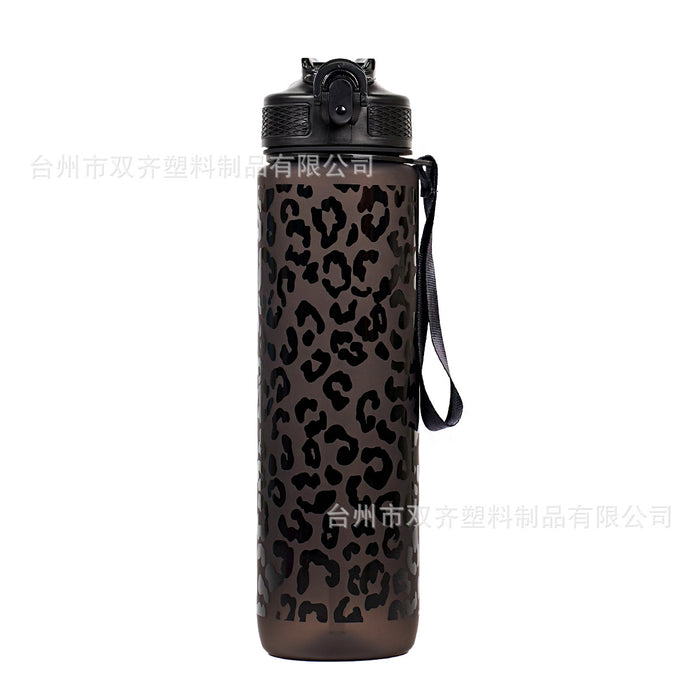 Wholesale Plastic Water Cup Leopard Print Gradient Straw Cup Summer Outdoor Space Cup Large Capacity Sports Water Cup