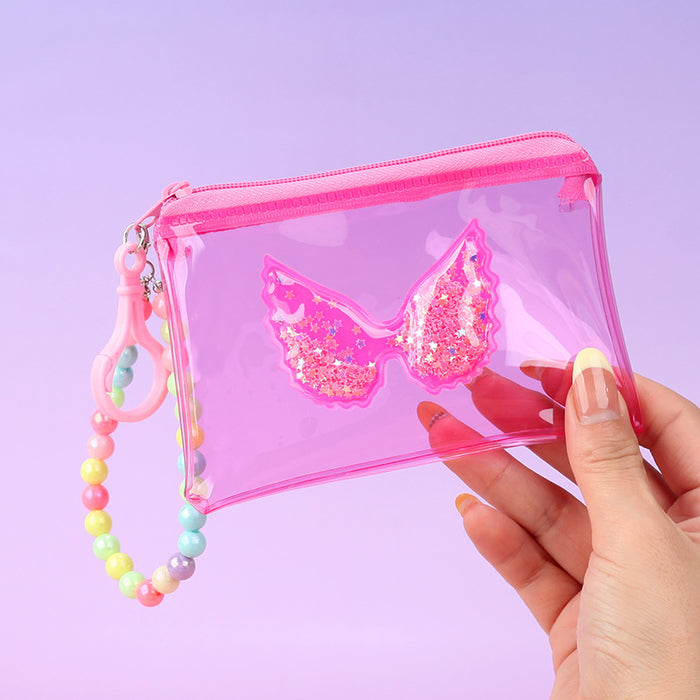 Wholesale PVC Transparent Wings Coin Purse Keychain Bag Charm Unisex Trendy Gift
