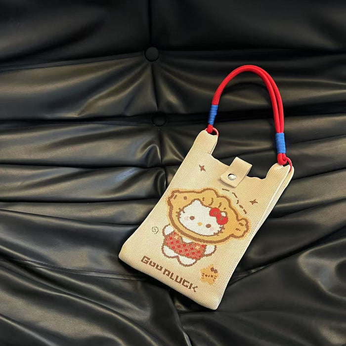 Wholesale Mobile phone bag cartoon knitted bag dopamine color matching handbag niche versatile shoulder crossbody bag