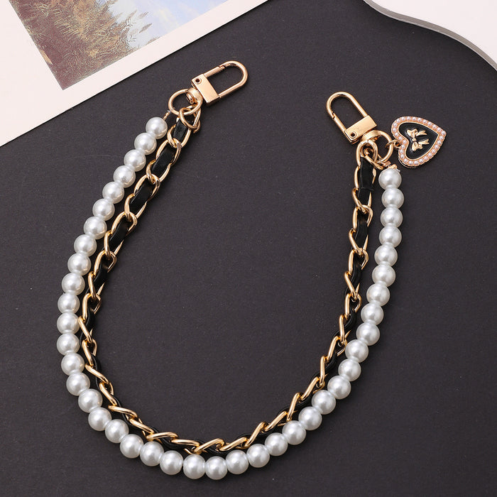 Wholesale Pearl Handheld Chain DIY Mobile Phone Case Accessories Metal Chain Keychains JDC-KC-GL003