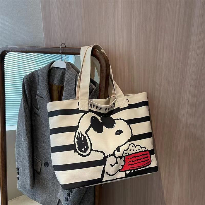 Wholesale Cartoon printed canvas bag, large capacity underarm tote bag, mom's handbag, single shoulder shopping bag