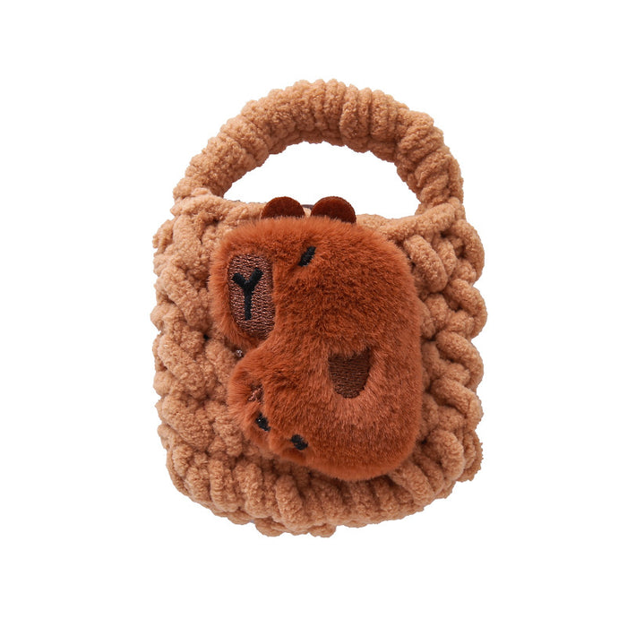 Wholesale Cartoon Cute Big Ear Dog Knitted Mobile Phone Bag Plush Dolphin Zero Wallet Earphones Mini Storage Bag