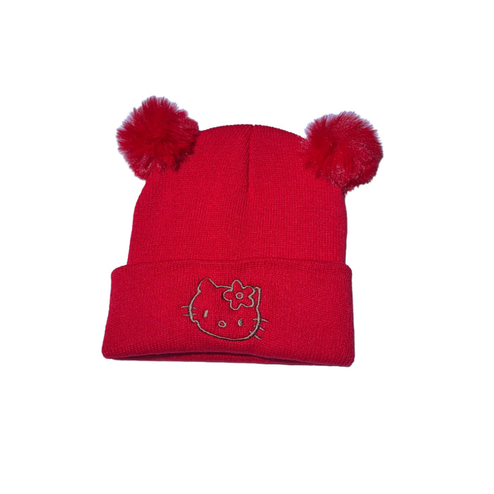 Wholesale Cute Kitten Embroidered Knitted Hat Cartoon Cat Beanie Warm Hat Children' s Pullover Hat
