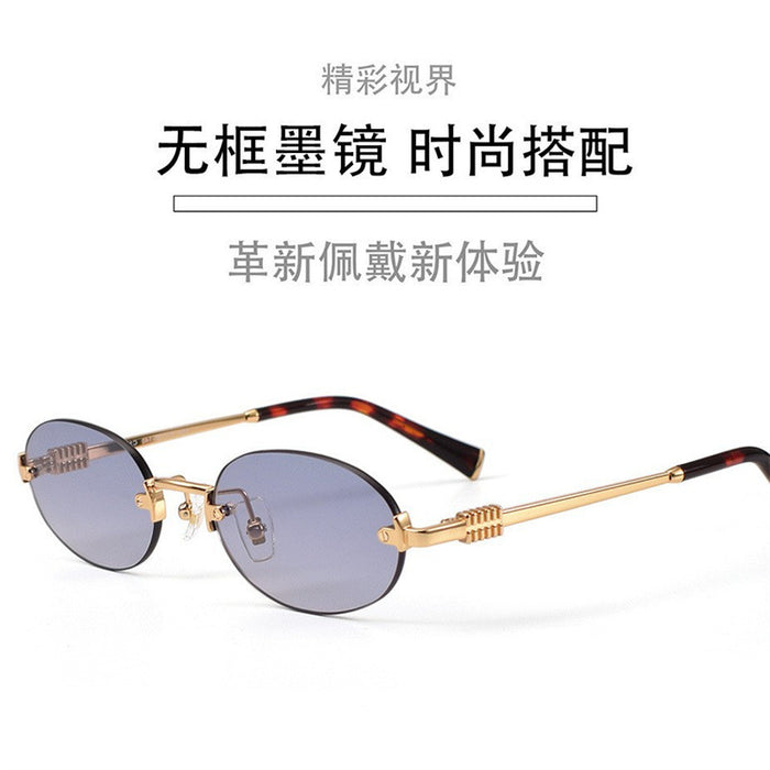 Wholesale Frameless sunglasses, high-end, fashionable, versatile, oval sunglasses