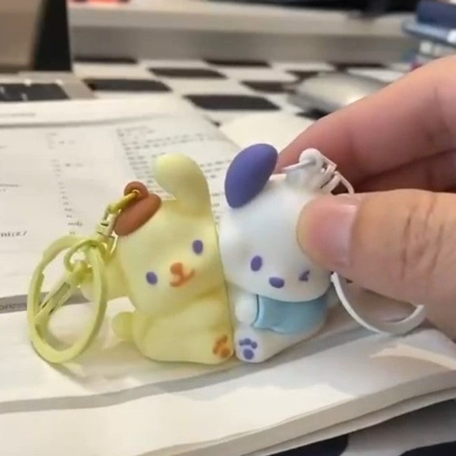 Wholesale   Cartoon Keychain  Schoolbag Hanging Puppy Couple Keychain