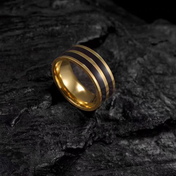 Wholesale Fashion Accessories Titanium Steel Premium Two line Black Glue Non fading Couple Ring