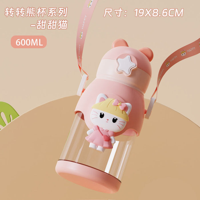Wholesale Cute Bear Straw Cup Large-Capacity Plastic Cup