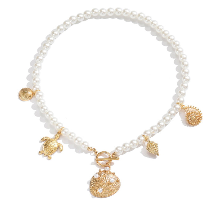 Wholesale Jewelry Summer Imitation Pearl Necklace Fashion Shell Turtle Clavicle Chain