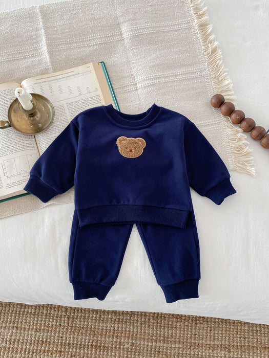 Wholesale Long-sleeved Bear Pullover Sweatshirt and Sweatpants Children's Suit JDC-CTS-WeiNiS006