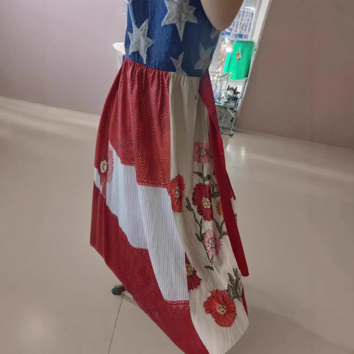 Wholesale Printed national flag long dress