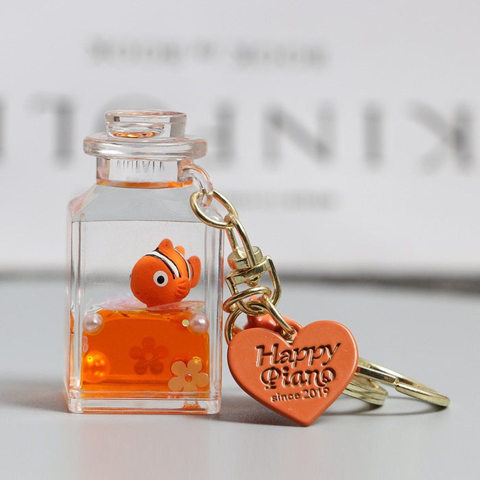 Wholesale Acrylic Floating Small Goldfish Drift Bottle Keychain JDC-KC-RunX018