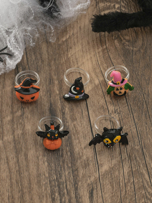 Wholesale Halloween Pumpkin Bat Ghost Shape Resin Ring JDC-RS-JunJie001