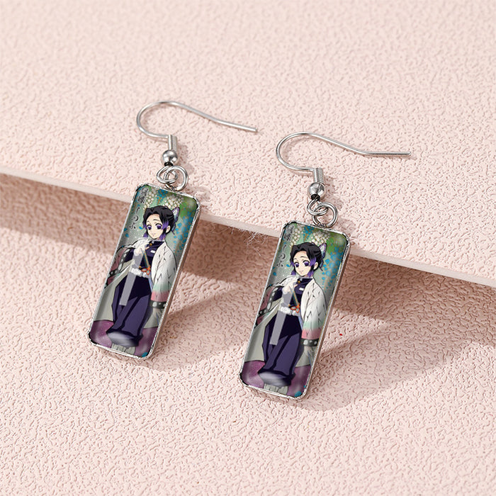 Wholesale Earrings Secondary Cartoon Earrings Animation Peripheral Time Gem Rectangular Earrings