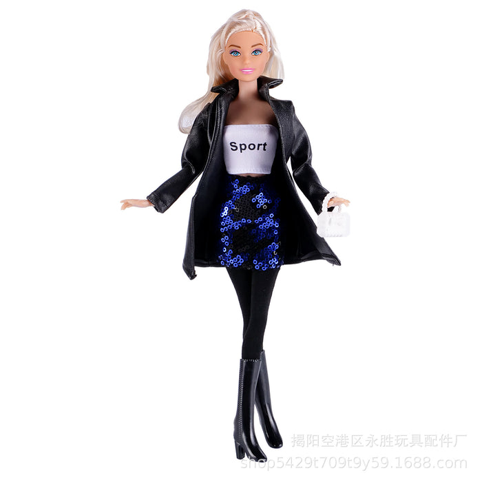 Wholesale Doll  clothes multi-color long leather coat skirt beaded shorts dress