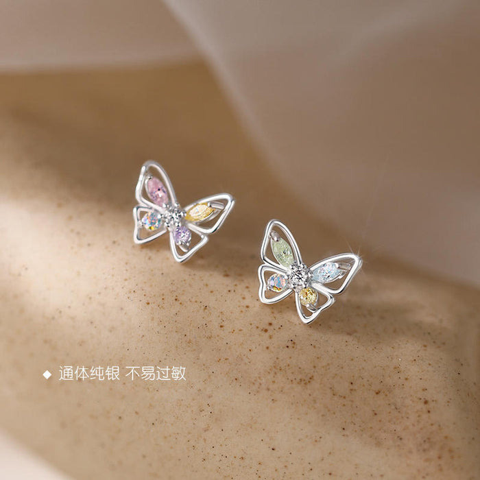 Wholesale Pure silver butterfly earrings, small and sweet in temperament