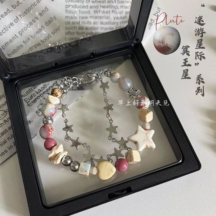 Wholesale Beaded Star Bracelet with Zircon Inlay Alloy Geometric Women' s Jewelry Accessory