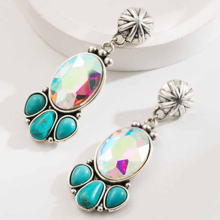 Wholesale Vintage Turquoise Alloy Statement Earrings