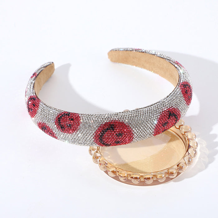 Wholesale Retro shiny starry rhinestone headband light luxury all-match smiley face hair accessories