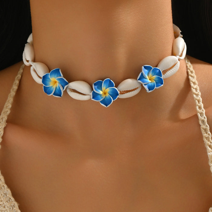Wholesale Handmade Soft Clay Egg Flower Shell Jewelry Set Pink Beach Style Fashion Accessory