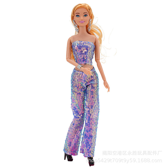 Wholesale doll sequin pants suit 9 color